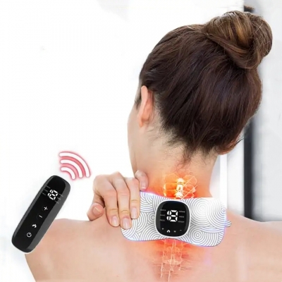Mini Electric TENS Neck Massager EMS Heating Cervical Massage Sticker Women Warm Belly Smart Touch Screen Arm Leg Back Massager
