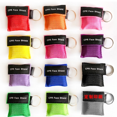 OEM First Aid Training Mini Mask CPR Emergency Face Shields cpr Face Mask Keychain Resuscitator With One-Way Valve