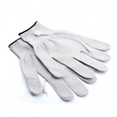 Gray Silver Conductive Gloves for Use with Tens Unit Machine