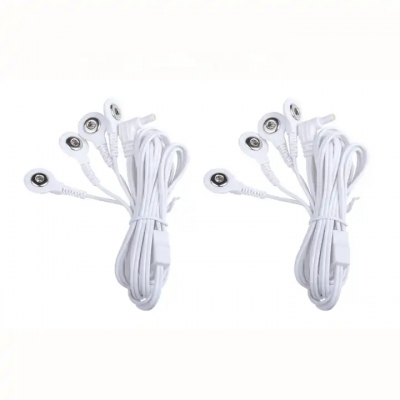 PVC Copper Foil 2.35mm Plug 3.5mm 4 Snaps TENS Electrode Lead Wires Connect With TENS Machine